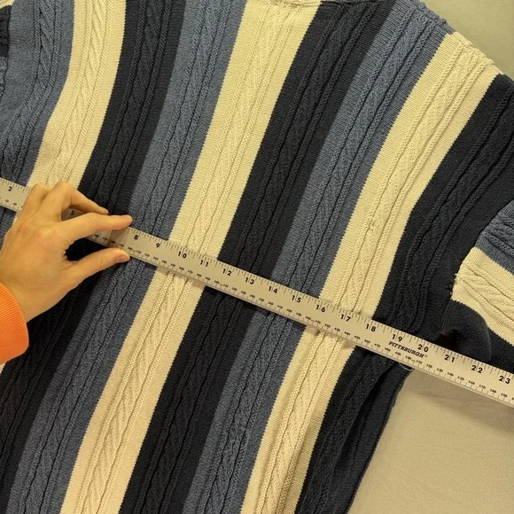 Vintage Grandpa Sweater Mens Medium Blue Cabe Knit 3D Knit Ozark Wilderness - Picture 8 of 10